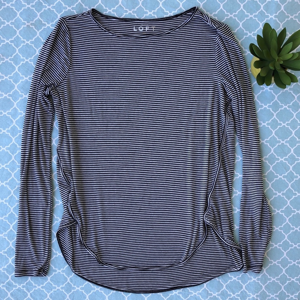 LOFT Striped Long Sleeve Top